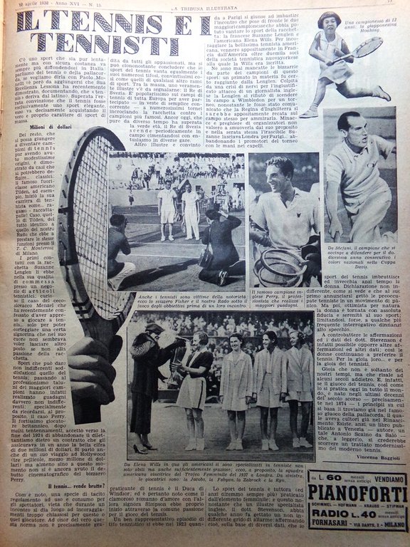 La Tribuna Illustrata 10 Aprile 1938 Statuto San Gennaro Tennis …