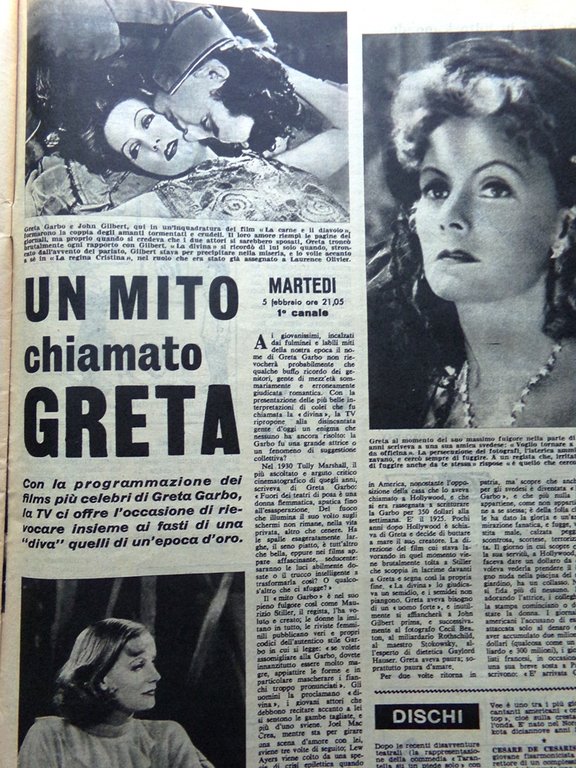 La Tribuna Illustrata 10 Febbraio 1963 Greta Garbo Leigh Marx …