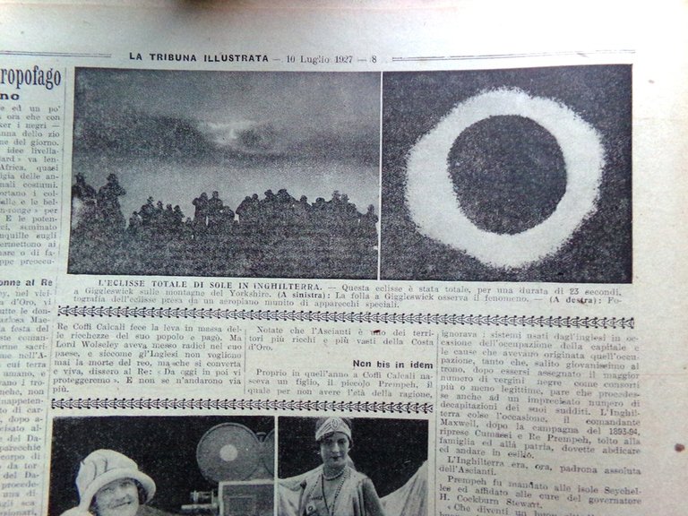 La Tribuna Illustrata 10 Luglio 1927 Eclisse di Sole Giletti …