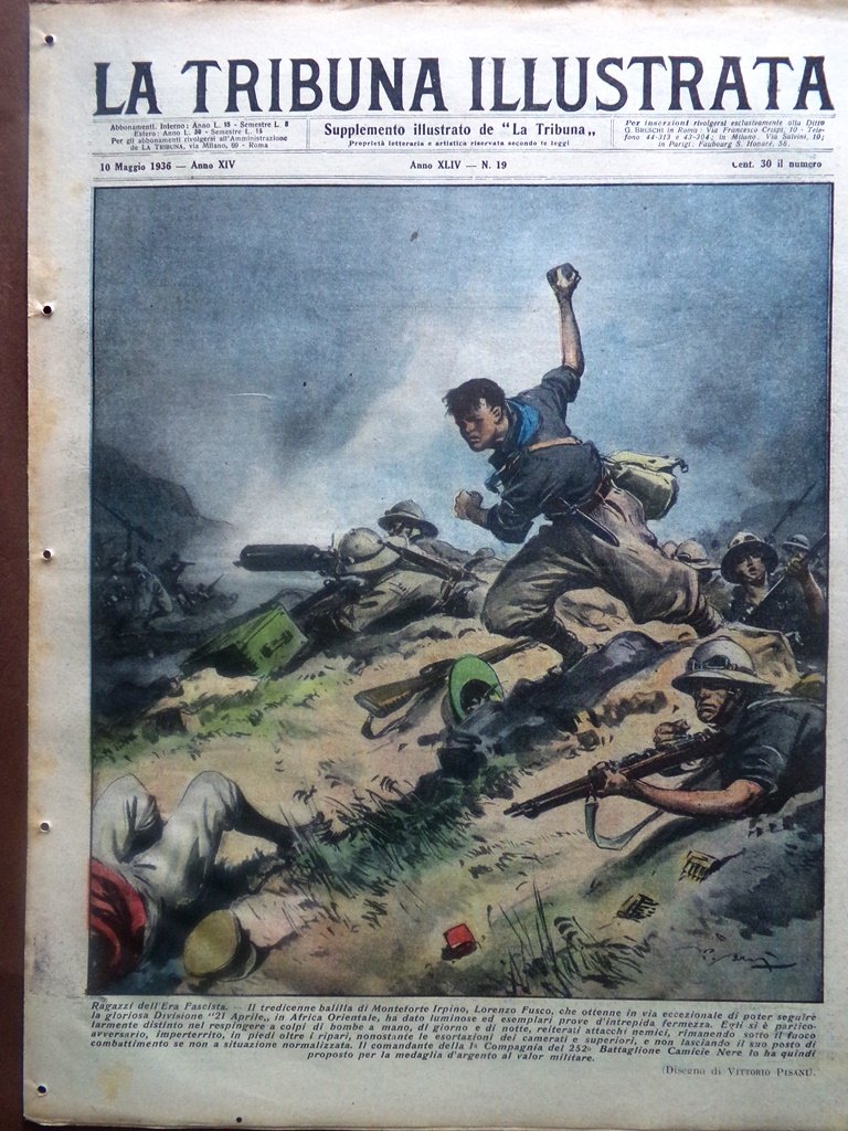 La Tribuna Illustrata 10 Maggio 1936 Nascita Aprilia Comunicazioni Africa …