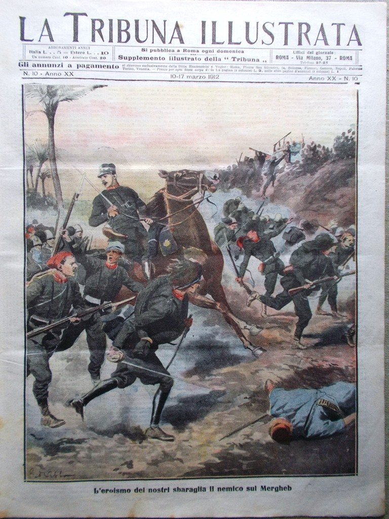 La Tribuna Illustrata 10 Marzo 1912 Africani Calabria Roma-Napoli Sansovino …