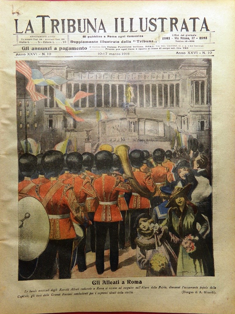 La Tribuna Illustrata 10 Marzo 1918 WW1 Alleati Roma Croce … | Immagine principale