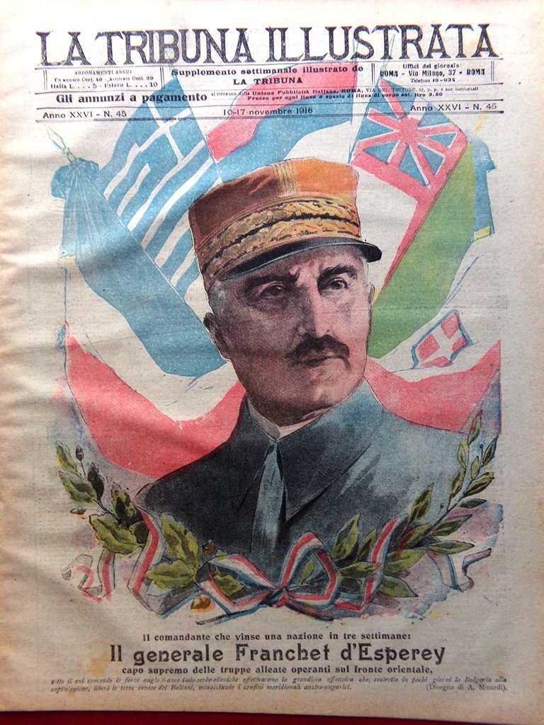 La Tribuna Illustrata 10 Novembre 1918 WW1 Franchet d'Esperey Biblioteca … | Immagine principale