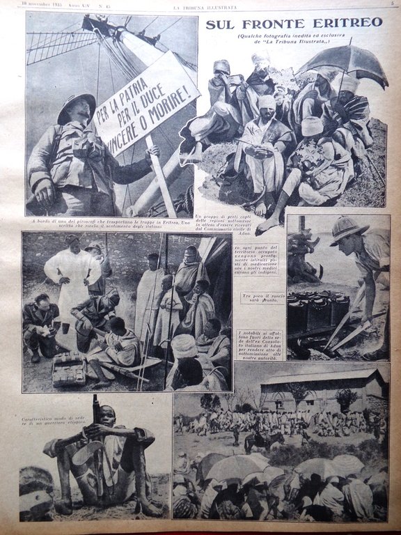 La Tribuna Illustrata 10 Novembre 1935 Somalia Colonie Europee Gerarchie …