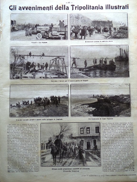 La Tribuna Illustrata 11 Febbraio 1912 Tram Pisa Moroni Tripolitania …