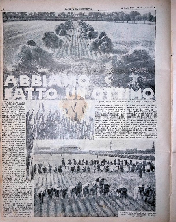 La Tribuna Illustrata 11 Luglio 1937 Isole Egeo Agricoltura Comunicazioni …