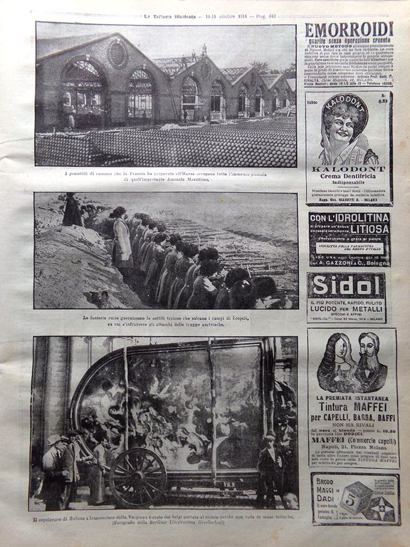 La Tribuna Illustrata 11 Ottobre 1914 WW1 Bruxelles Jellicoe French …