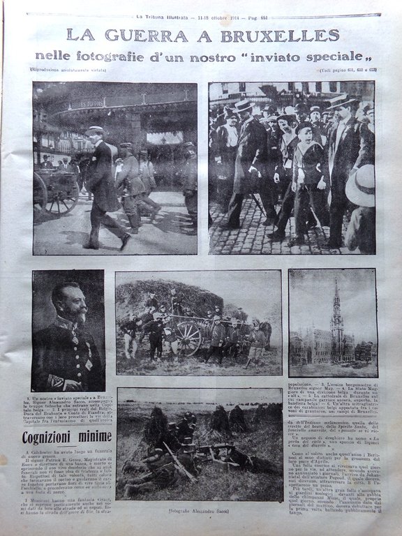 La Tribuna Illustrata 11 Ottobre 1914 WW1 Bruxelles Jellicoe French …