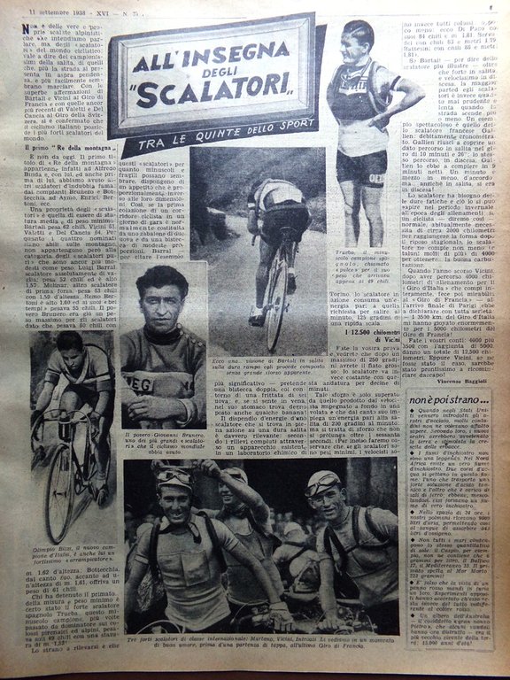 La Tribuna Illustrata 11 Settembre 1938 Scalatori Lindbergh Uniformi Manciukuò