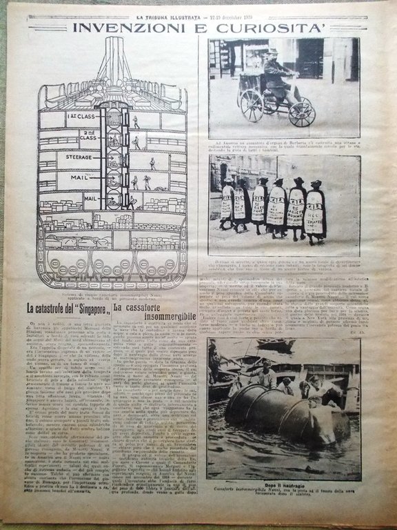 La Tribuna Illustrata 12 Dicembre 1920 Catastrofe Singapore Rouge Noir …