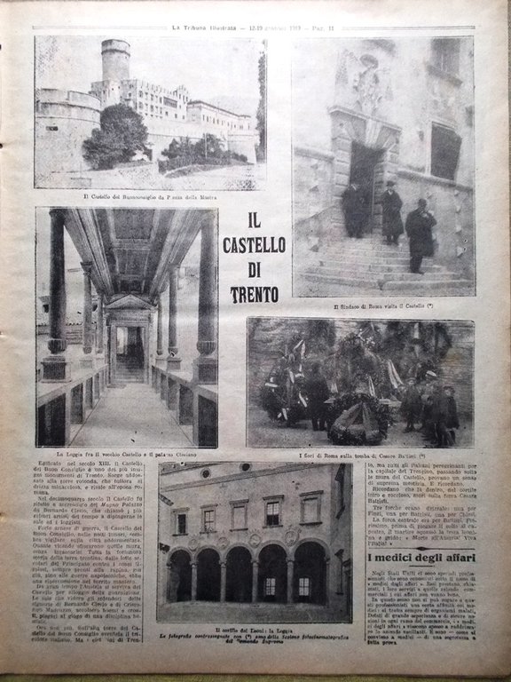 La Tribuna Illustrata 12 Gennaio 1919 Castello di Trento Puccini …