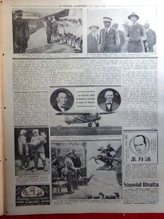 La Tribuna Illustrata 12 Giugno 1927 Villalta Bellanca Pompieri Amianto …