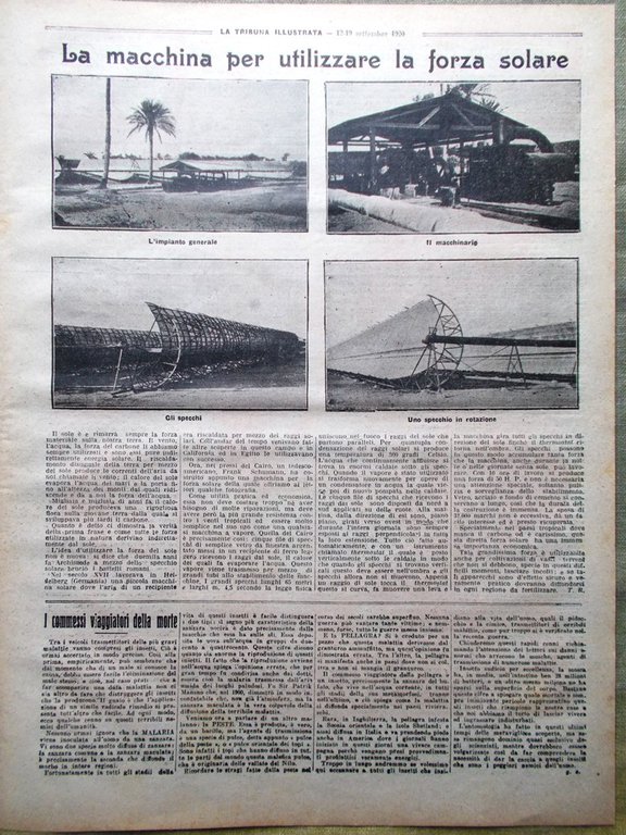 La Tribuna Illustrata 12 Settembre 1920 Energia Solare Sogno Kiel …