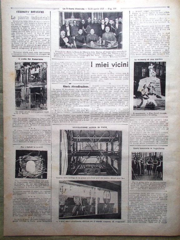 La Tribuna Illustrata 13 Aprile 1919 Decalogo Wilson Ballough Vittorio …