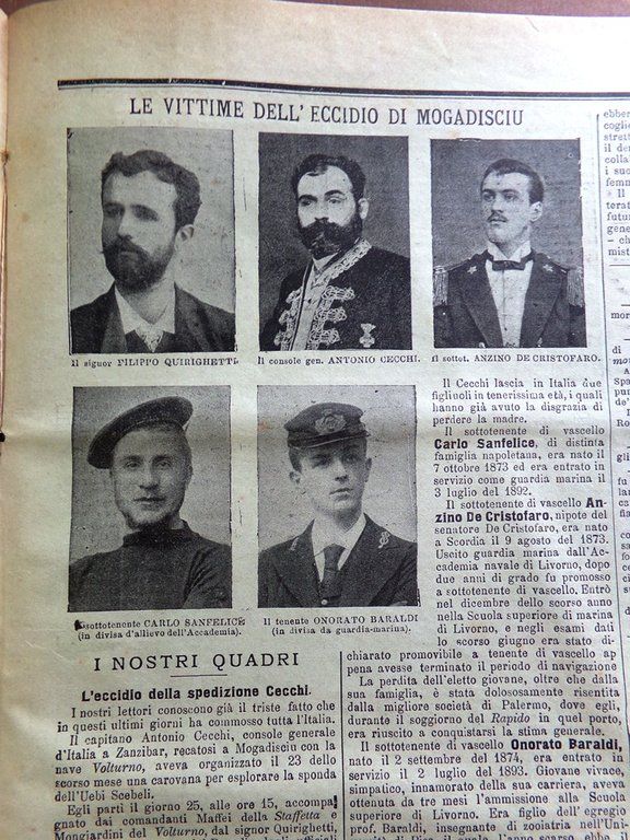 La Tribuna Illustrata 13 Dicembre 1896 Contessa Lara Eccidio Mogadiscio …