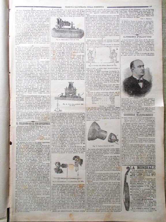 La Tribuna Illustrata 13 Maggio 1900 Telefono Graham Bell Pilotto …