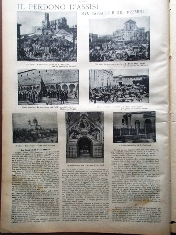 La Tribuna Illustrata 14 Agosto 1904 Perdono d'Assisi Policlinico Roma …