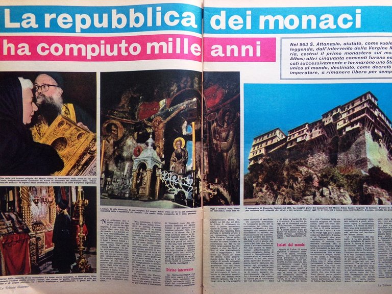 La Tribuna Illustrata 14 Aprile 1963 Monaci Monte Athos Renaud …