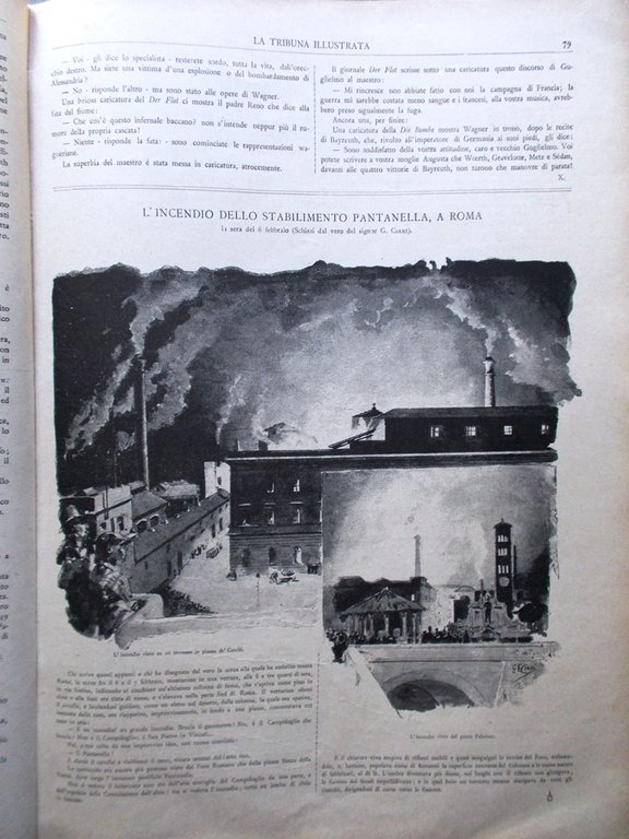 La Tribuna Illustrata 14 Febbraio 1892 Incendio Pantanella Cifariello Leopoldo