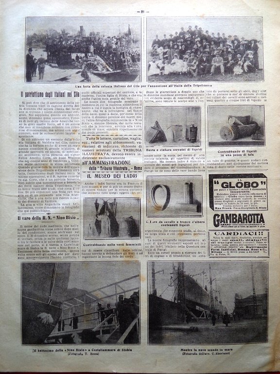 La Tribuna Illustrata 14 Gennaio 1912 Vagabondi Cile Poggi Fulci …