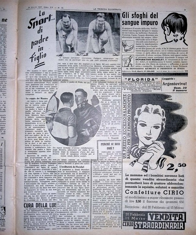 La Tribuna Illustrata 14 Marzo 1937 Nobiltà Boia Controllo Navale …