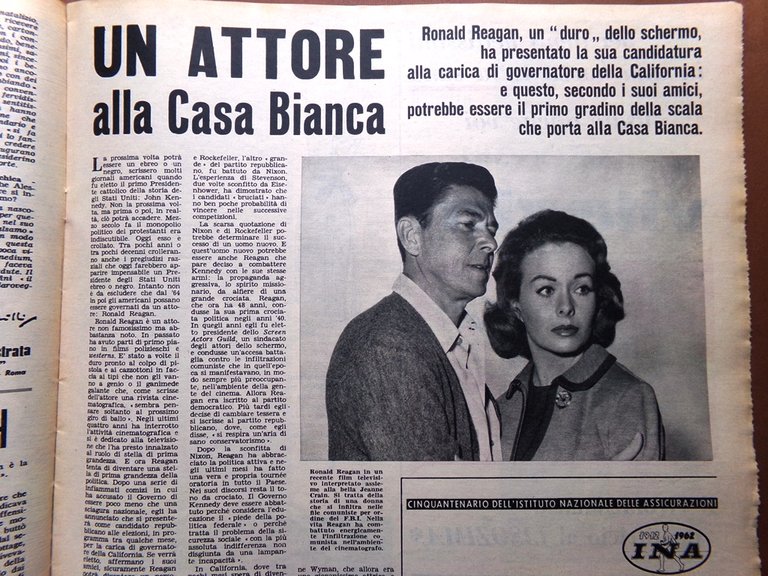 La Tribuna Illustrata 15 Aprile 1962 Giallo Flynn Reagan Moore …