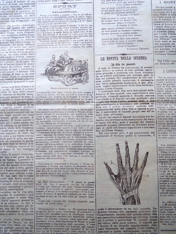 La Tribuna Illustrata 15 Gennaio 1899 Dita Pianisti Gauchos Pampa …