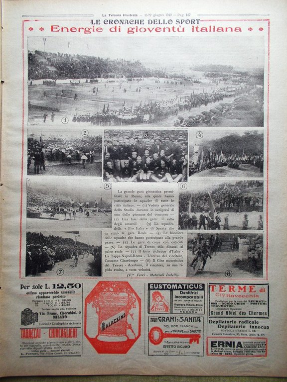 La Tribuna Illustrata 15 Giugno 1919 Sarah Bernhardt Edmond Rostand …