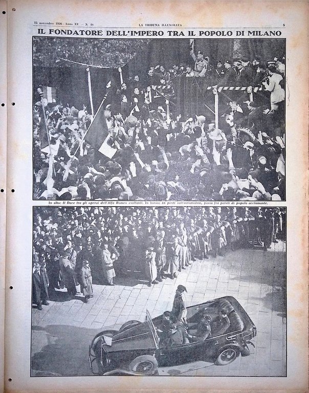 La Tribuna Illustrata 15 Novembre 1936 Duce Milano Madrid Rexisti …