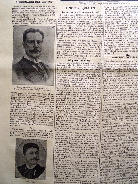 La Tribuna Illustrata 15 Ottobre 1899 Crispi Palermo Transvaal Testa …