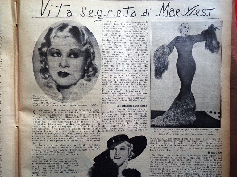 La Tribuna Illustrata 15 Settembre 1935 Mae West Astrid del …