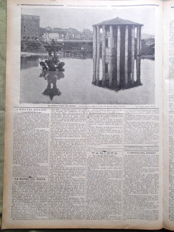 La Tribuna Illustrata 16 Dicembre 1900 Pellegrini Papa Piena Tevere …