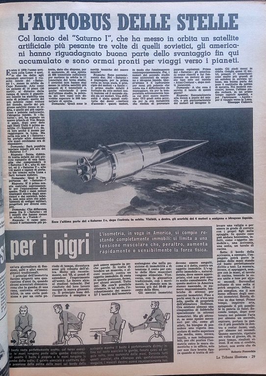 La Tribuna Illustrata 16 Febbraio 1964 Saturn Papa Paolo VI …