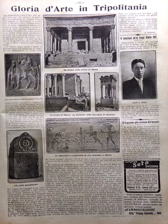La Tribuna Illustrata 16 Giugno 1912 Foreste Americane Arte Tripolitania …