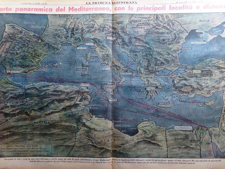 La Tribuna Illustrata 16 Giugno 1940 WW2 Linea Weygand Mediterraneo …