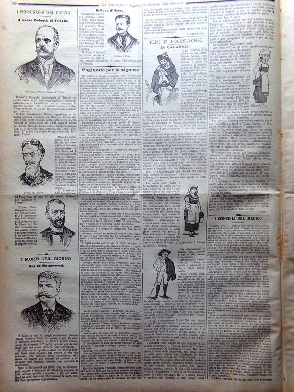 La Tribuna Illustrata 16 Luglio 1893 Omeopatia Hahnemann Guy Maupassant …