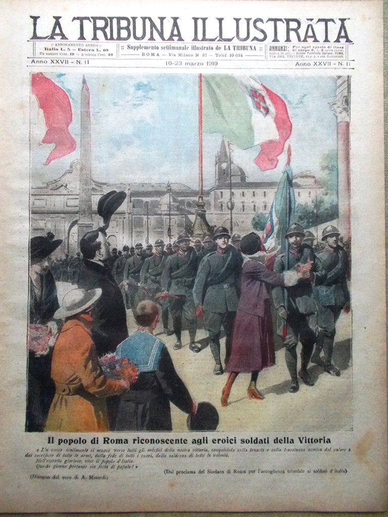 La Tribuna Illustrata 16 Marzo 1919 Roma Soldati Vittoria Croati …