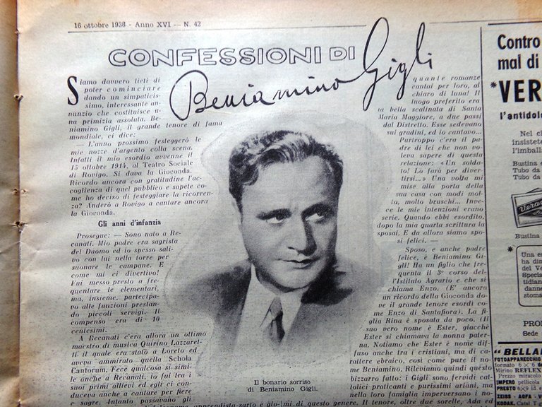 La Tribuna Illustrata 16 Ottobre 1938 Sudeti Germania Beniamino Gigli …