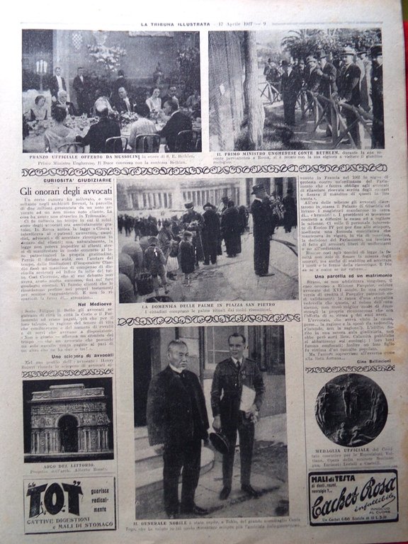 La Tribuna Illustrata 17 Aprile 1927 Mussolini Nobile De Pinedo …