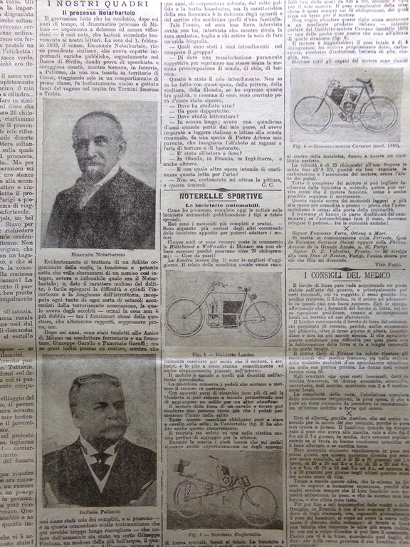 La Tribuna Illustrata 17 Dicembre 1899 Processo di Notarbartolo Motocicli …