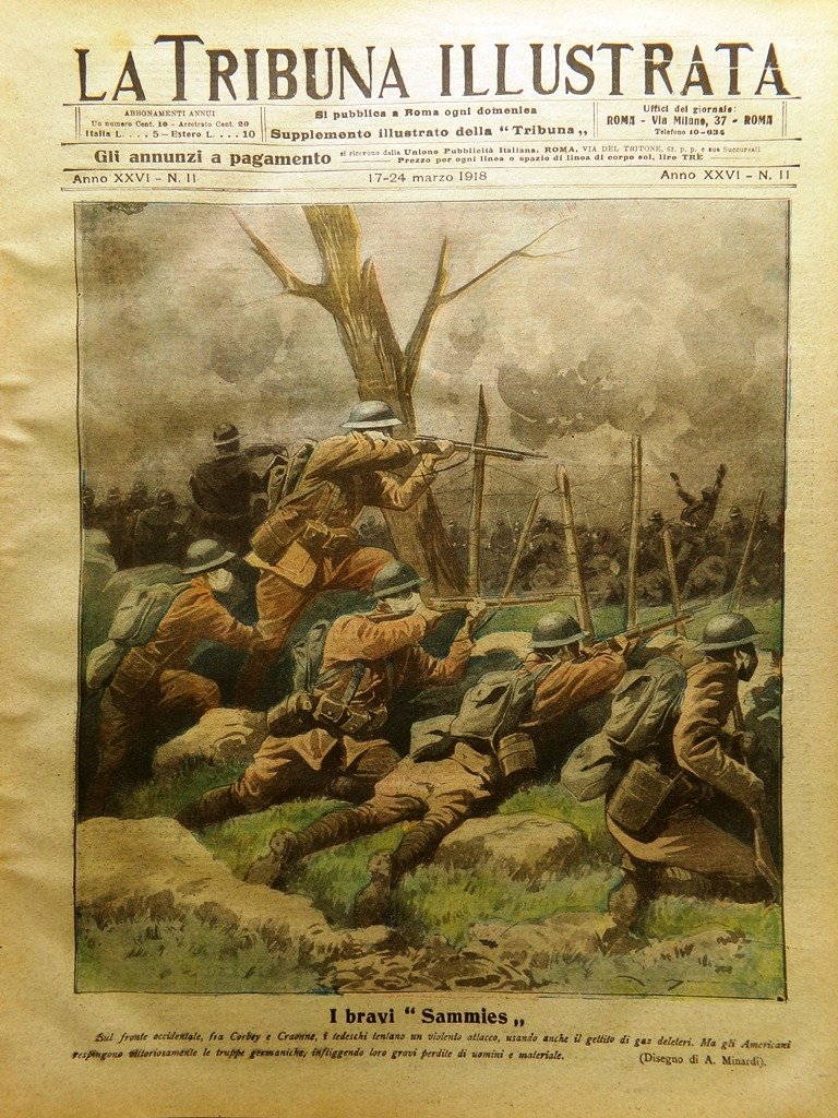 La Tribuna Illustrata 17 Marzo 1918 WW1 Sammies Figurine Guerra … | Immagine principale
