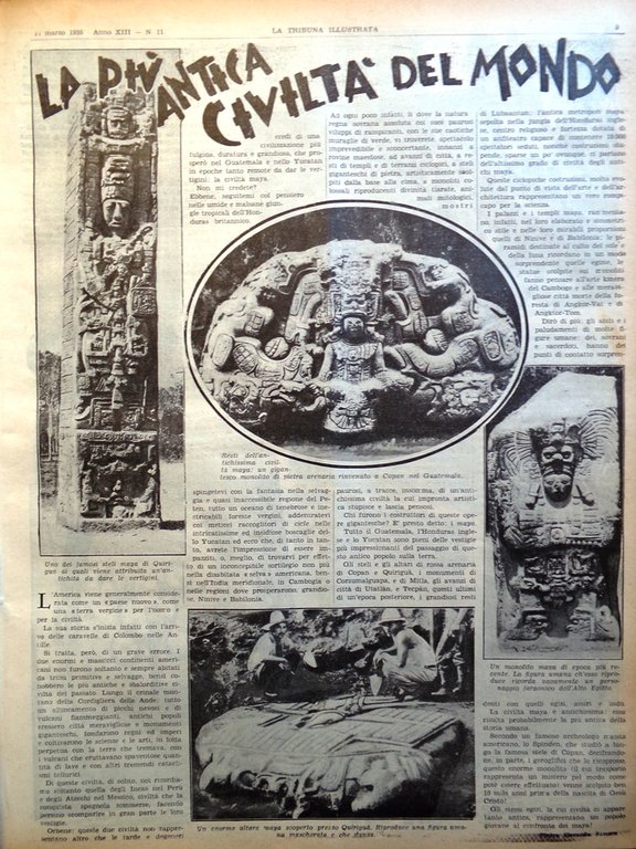 La Tribuna Illustrata 17 Marzo 1935 Graziani Televisione Maya Napoleone …