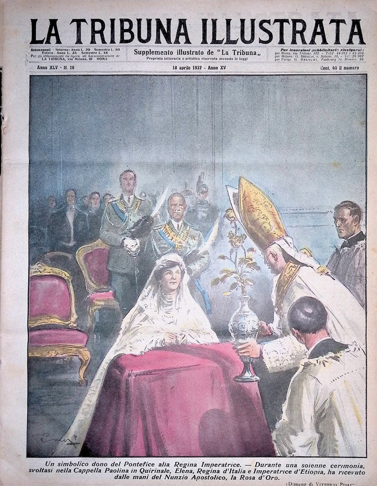 La Tribuna Illustrata 18 Aprile 1937 Rosa Oro Regina Elena …