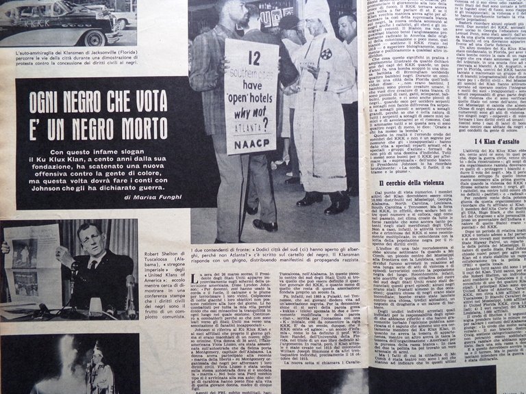 La Tribuna Illustrata 18 Aprile 1965 Ku Klux Klan Gestapo …