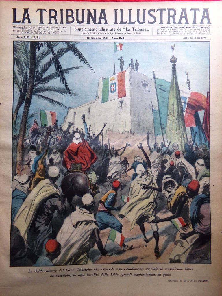 La Tribuna Illustrata 18 Dicembre 1938 Turchia Musulmani Libia Enigmisti …