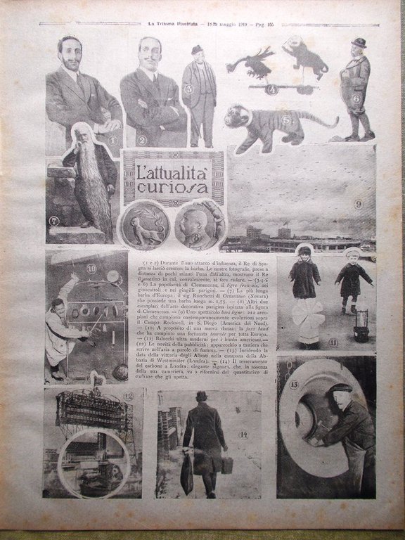 La Tribuna Illustrata 18 Maggio 1919 Sidney Sonnino D'Annunzio Ospedale …