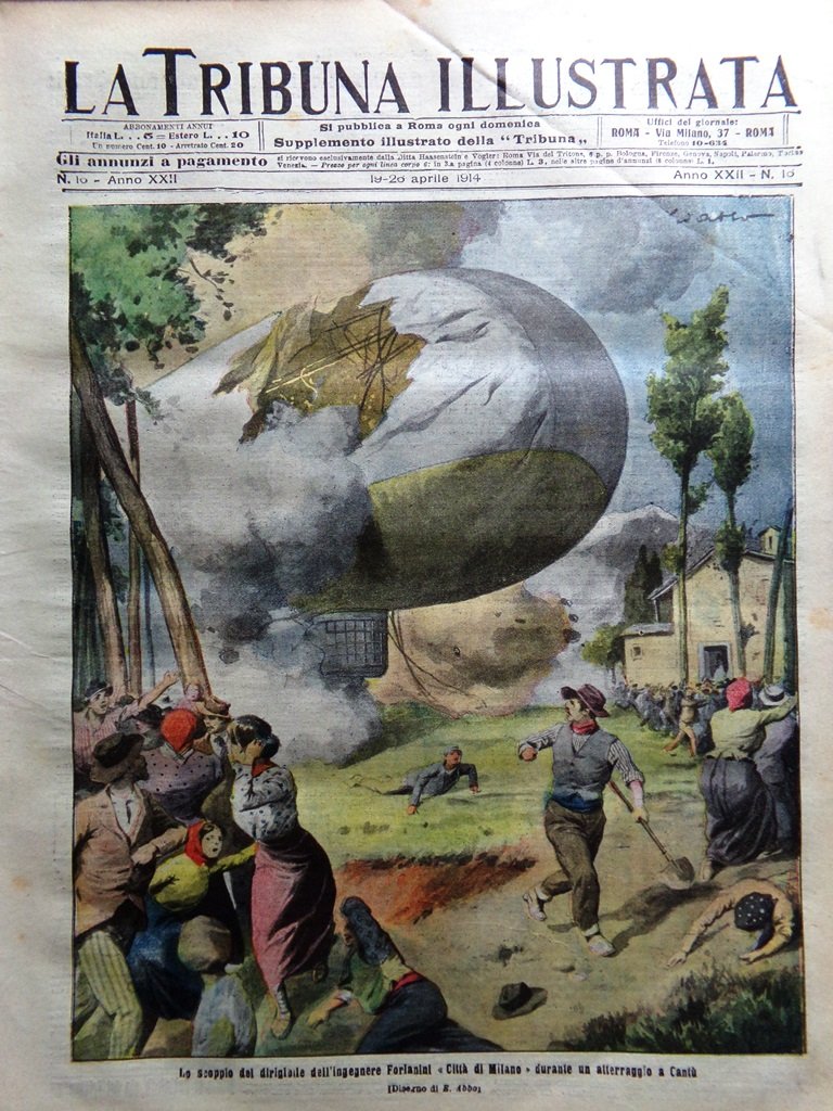 La Tribuna Illustrata 19 Aprile 1914 Dirigibile Milano Bracco Trilussa …