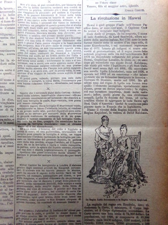 La Tribuna Illustrata 19 Febbraio 1893 Quaresima Lenartowicz Rivoluzione Hawaii