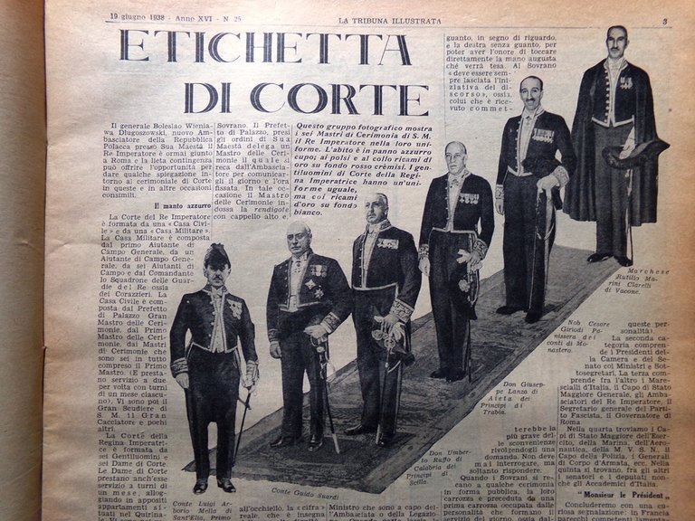 La Tribuna Illustrata 19 Giugno 1938 Etichetta di Corte Espada …