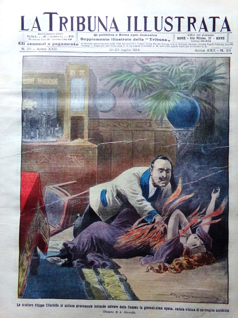 La Tribuna Illustrata 19 Luglio 1914 WW1 Arciduca Sarajevo Besnard …